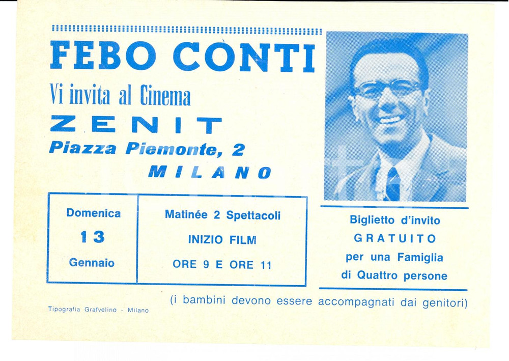 Manoscritto, lettera originale 1970 ca MILANO Febo CONTI invita al cinema ZENIT Pubblicitario 1