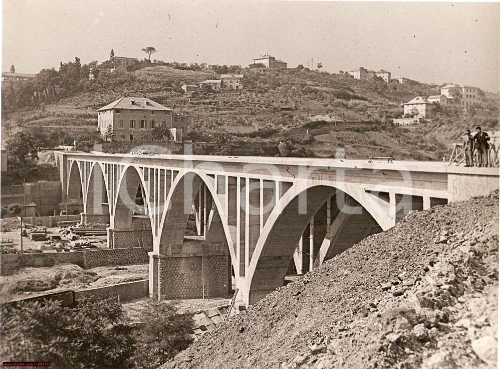 Fotografia d epoca originale 1935 GENOVA Autostrada A7 Costruzione Viadotto Torbella  FOTOGRAFIA 1