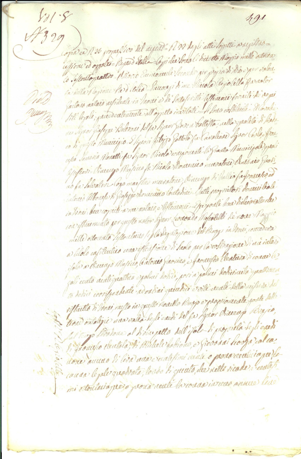 Documento originale, autentico 1864 TRANI BT Costruzione di un fabbricato su terreno enfiteutico Manoscritto 1