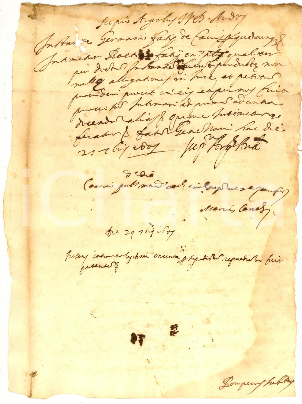 Documento originale, autentico 1607 CAVE RM Boezio FAZI citato in causa dal fratello 1
