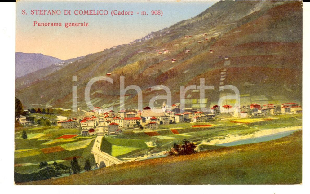 Cartolina originale da collezione 1920 ca S. STEFANO DI CADORE BL Veduta del COMELICO Cartolina FP NV 1