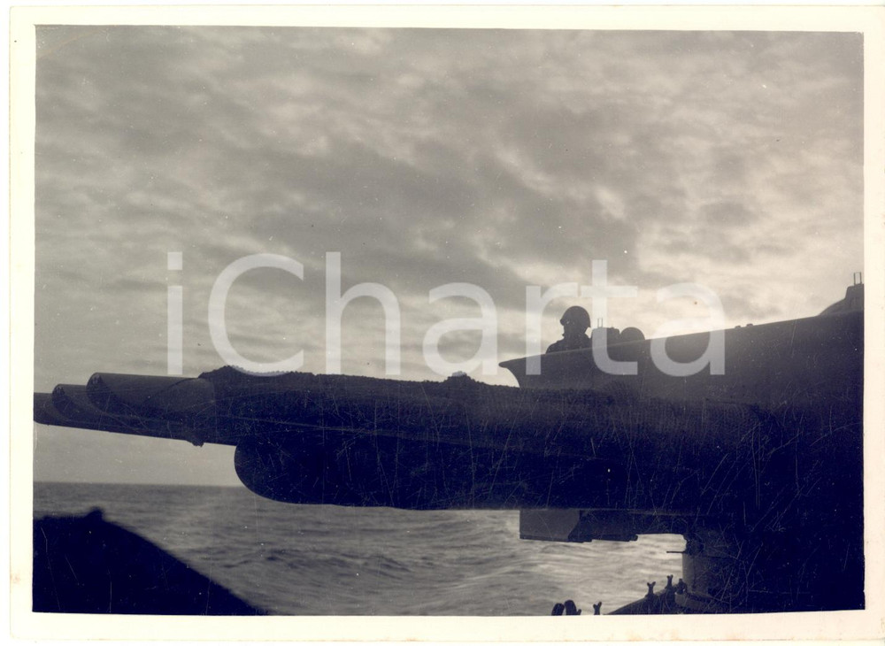 Fotografia d epoca originale 1942 WW2 ROMA Silurante di scorta a un convoglio per l Africa Settentrionale 1