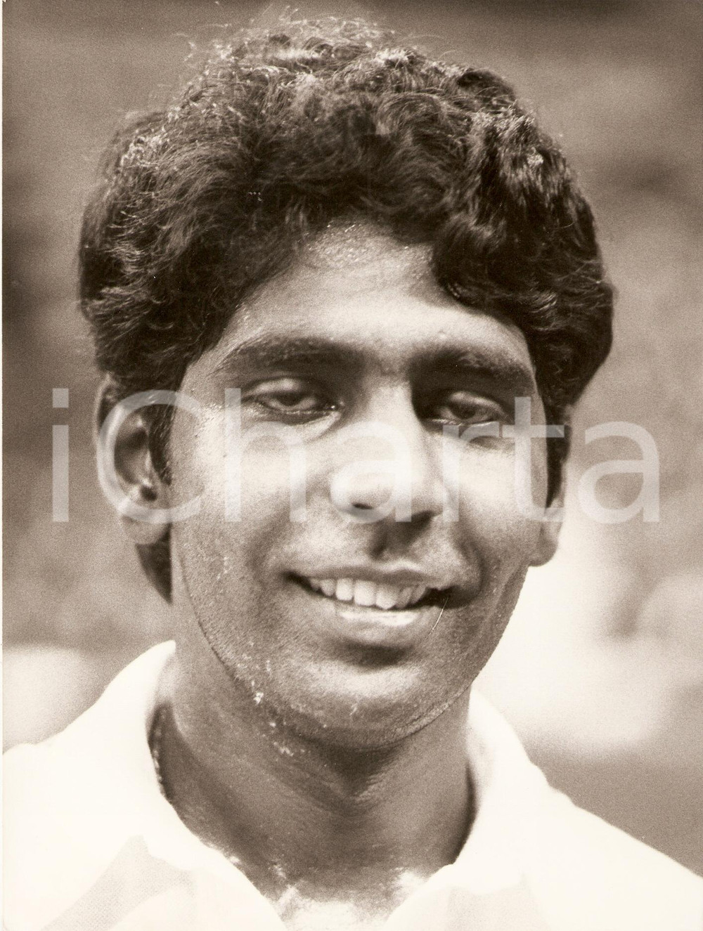 Fotografia d epoca originale 1980 ca INDIA Tennis Vijay AMRITRAJ stanco al termine del match Fotografia 1