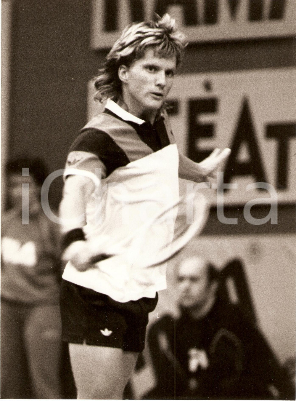 Fotografia d epoca originale 1980 ca JUGOSLAVIA Tennis Marko OSTOJA durante un match Fotografia 1