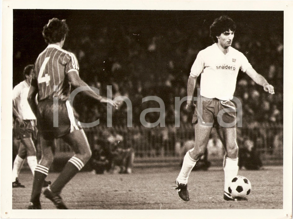Fotografia d epoca originale 1981 NAPOLI CALCIO Antonino CRISCIMANNI durante partita Sponsor SNAIDERO Foto 1