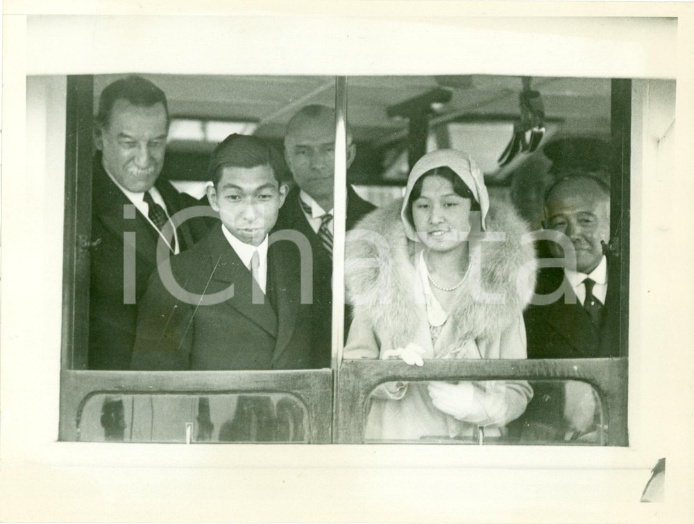 Fotografia d epoca originale 1931 NEW YORK USA Principe TAKAMATSU con moglie su S.S. MACOM Fotografia 1