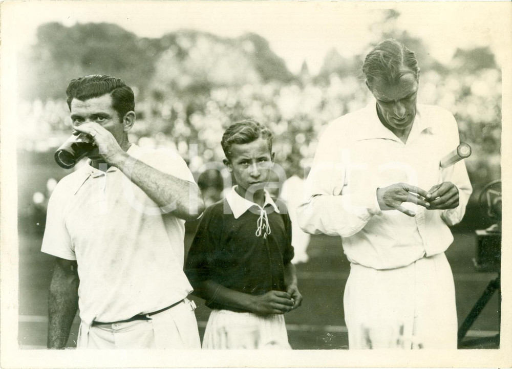 Fotografia d epoca originale 1932 BERLIN DE Mondiali tennis Martin PLAA vs Bill TILDEN Weltmeisterschaft 1