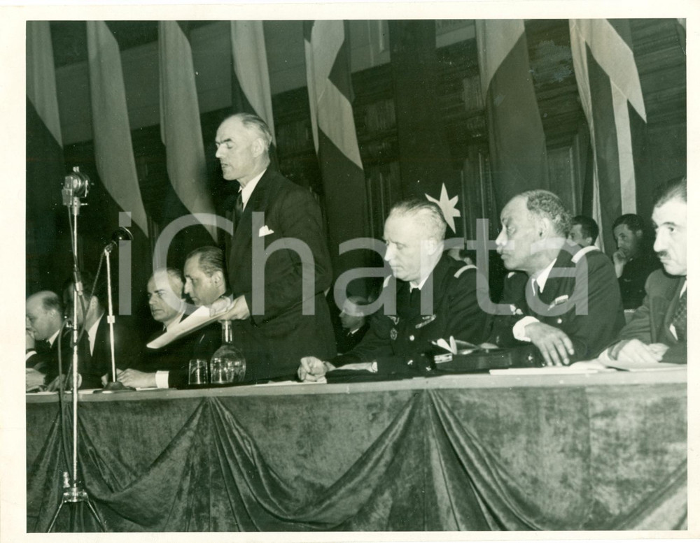 Fotografia d epoca originale 1946 PARIS Ministro Charles TILLON secondo Congresso Aviazione Fotografia 1