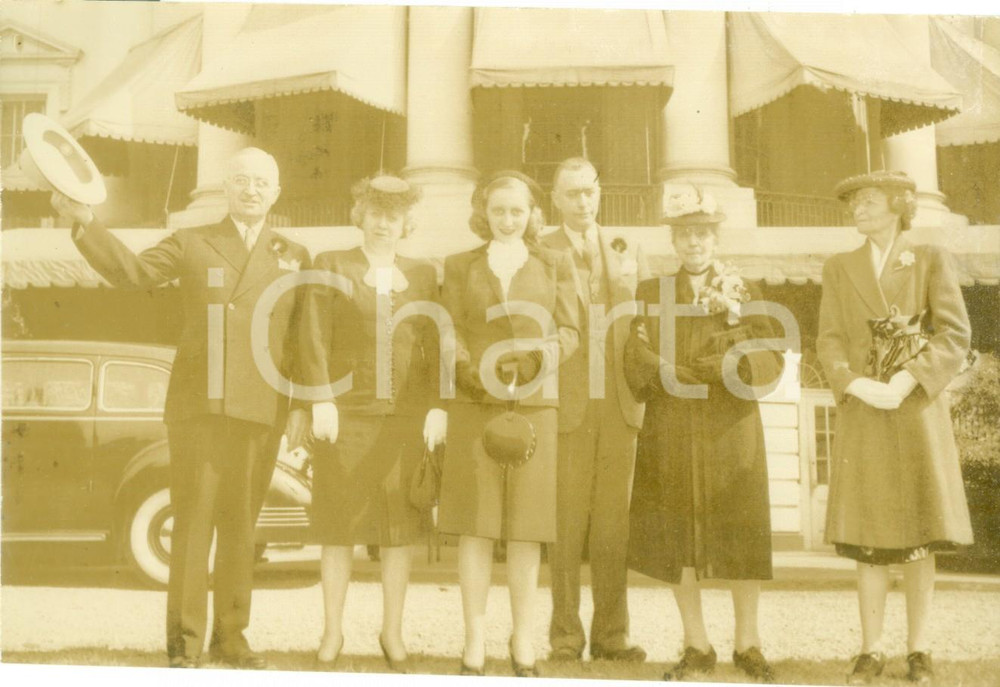 Fotografia d epoca originale 1945 WASHINGTON USA Harry TRUMAN e famiglia in Chiesa per la fine della guerra 1