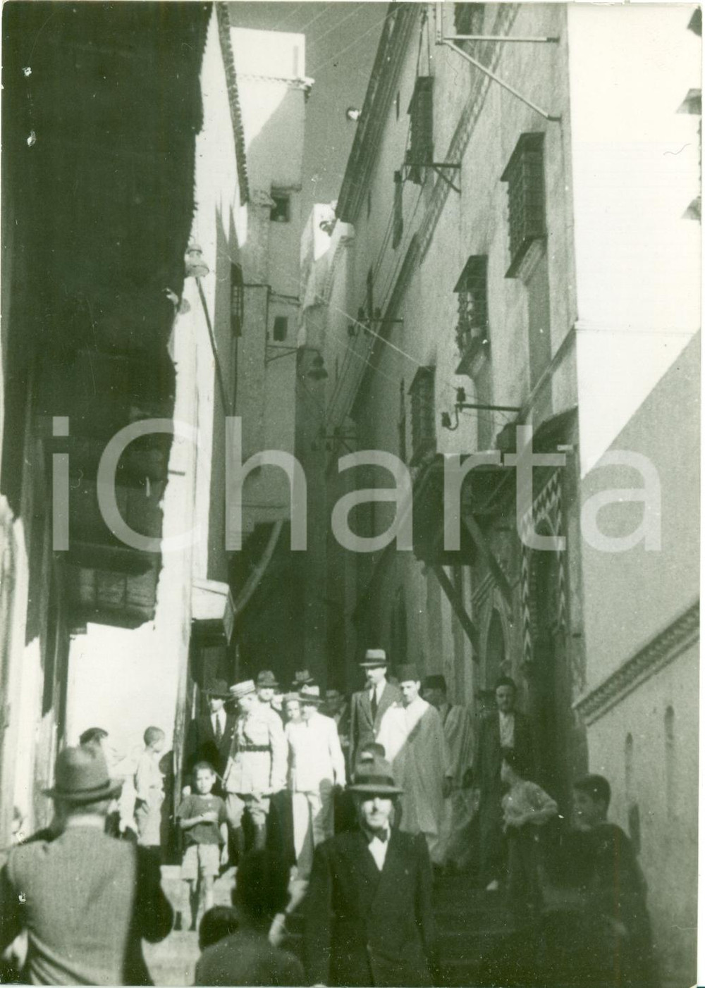Fotografia d epoca originale 1941 ALGER GÃ©nÃ©ral Maxime WEYGAND visite la casba Photographie 1