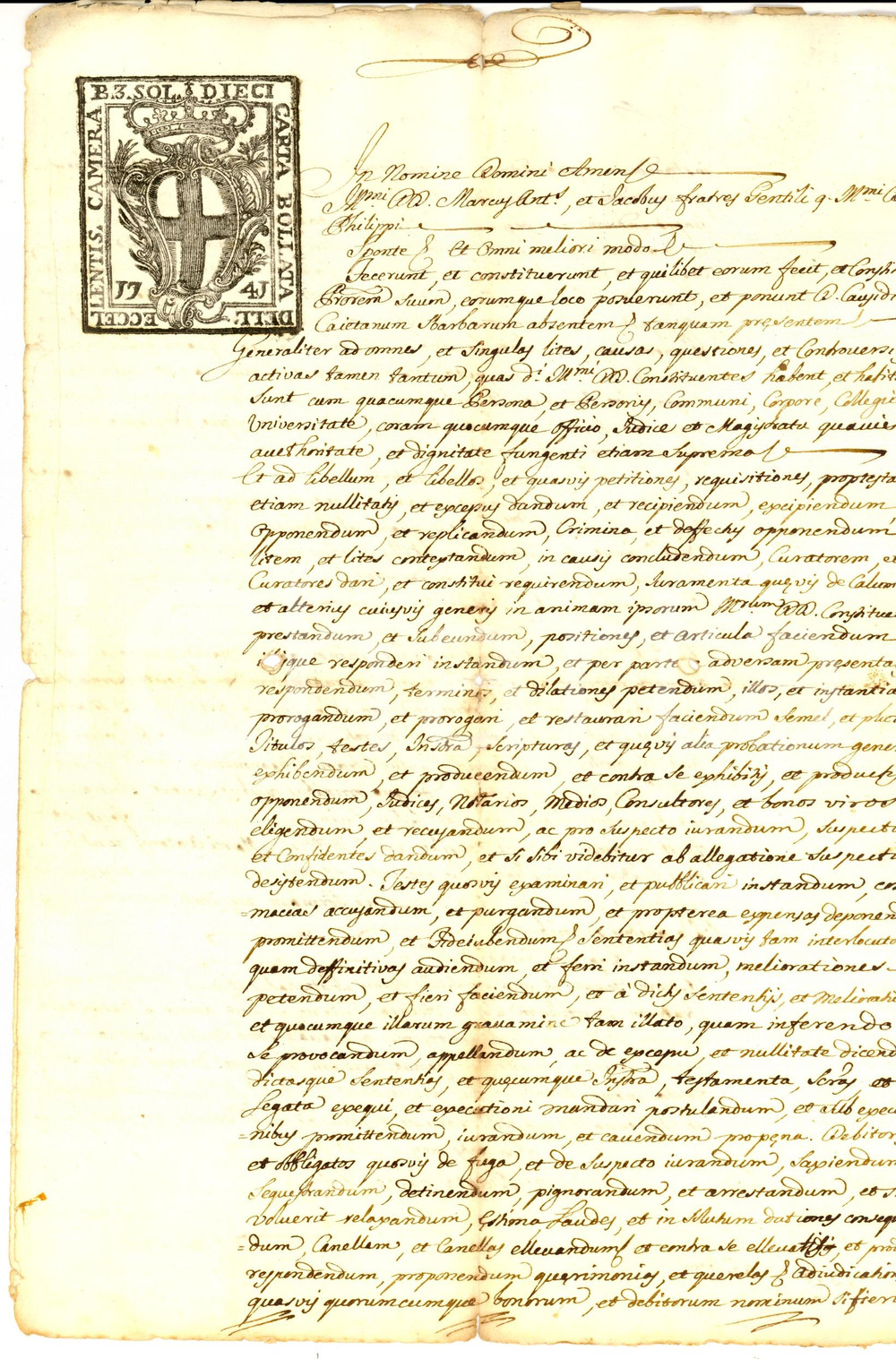 Documento originale, autentico 1758 GENOVA Gaetano SBARBARO procuratore marchese Giacomo GENTILE Manoscritto 1