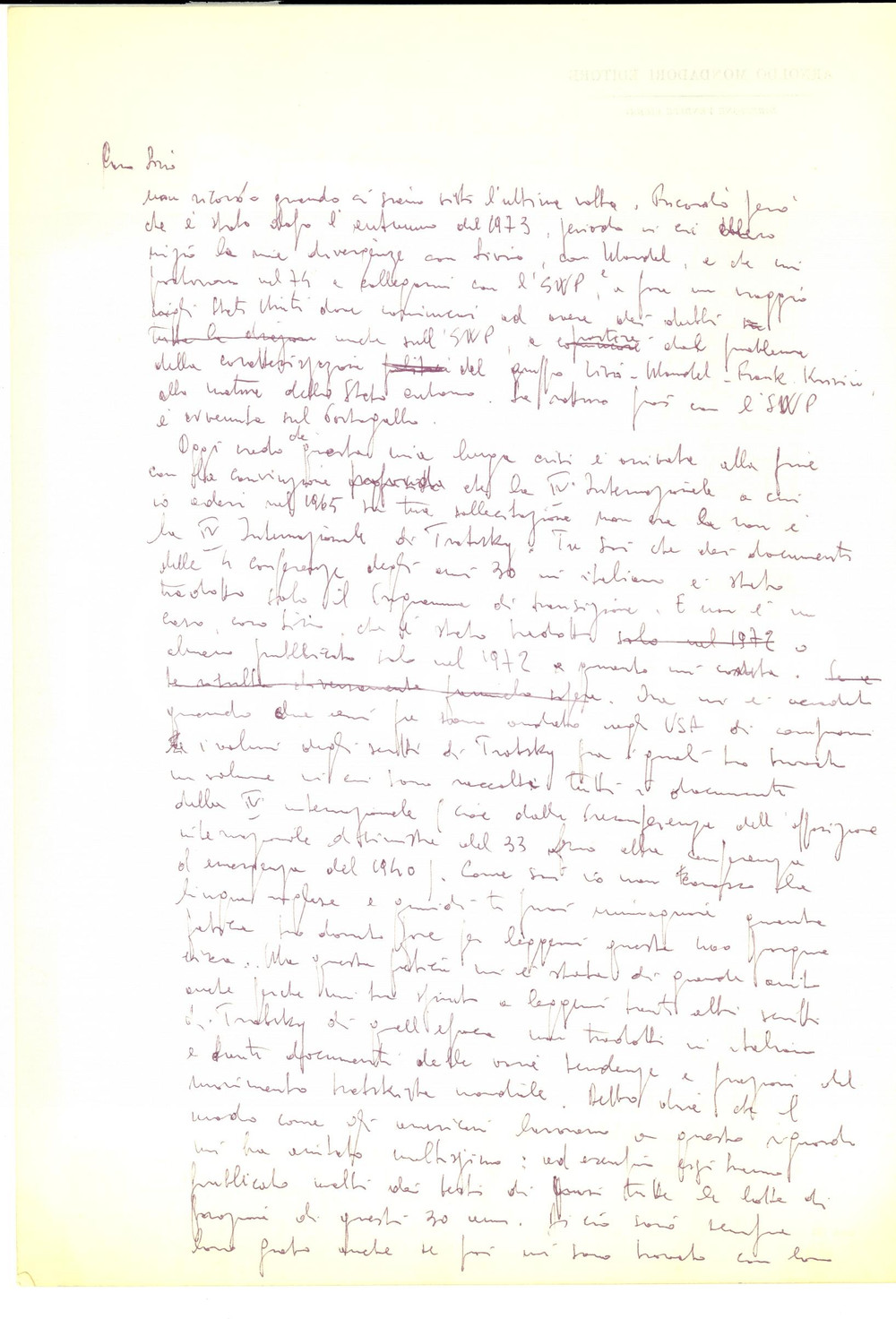 Autografo originale 1980 ca Silvio PAOLICCHI Lettera sui Gruppi Comunisti Rivoluzionari AUTOGRAFO 1