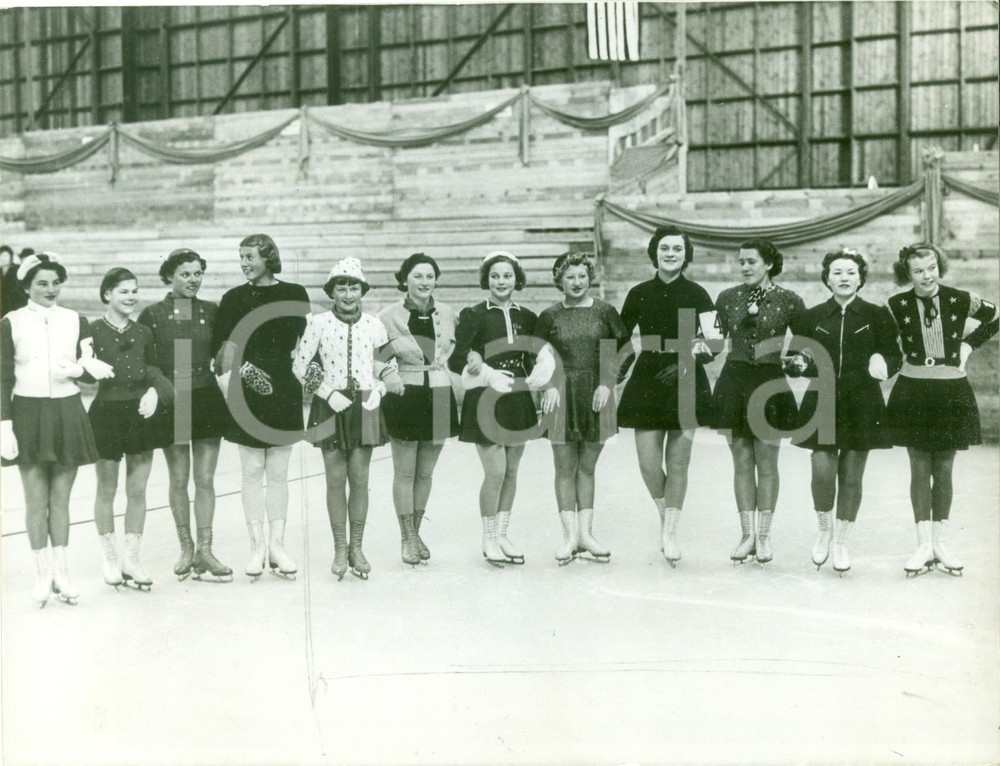 Fotografia d epoca originale 1938 BERLIN Pattinaggio Le partecipanti ai campionati Fotografia 1