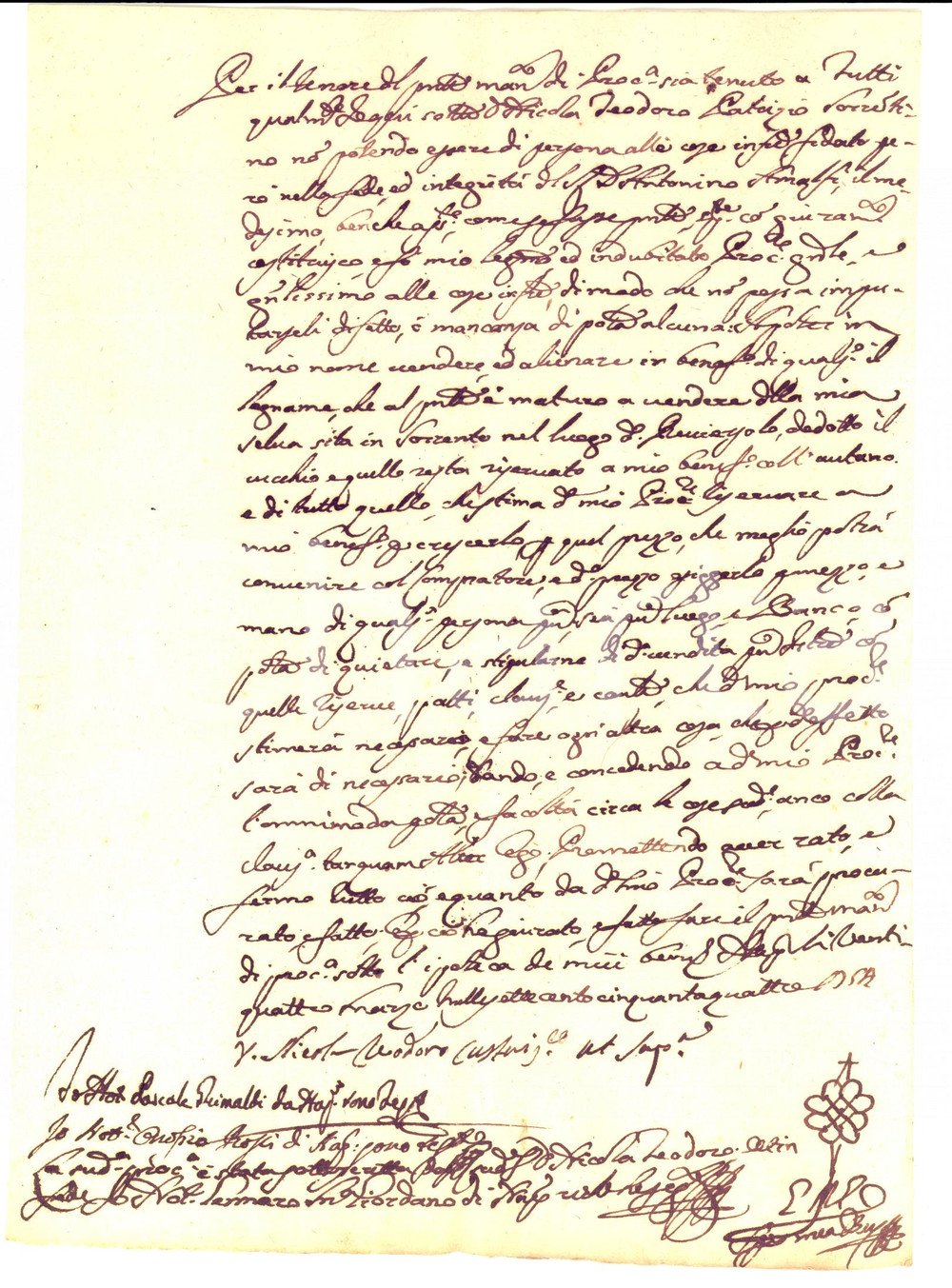 1754 SORRENTO (NA) Procura patrizio Nicolò TEODORO ad Antonino AMALFI *Autografo