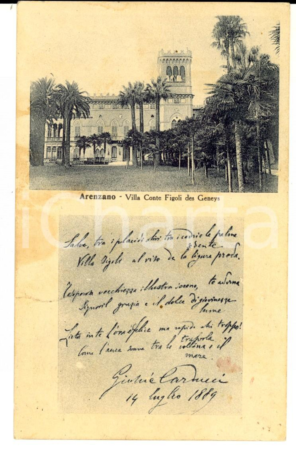 Cartolina originale da collezione 1930 ARENZANO GE Villa Conte FIGOLI DES GENEYS Cartolina postale FP VG 1