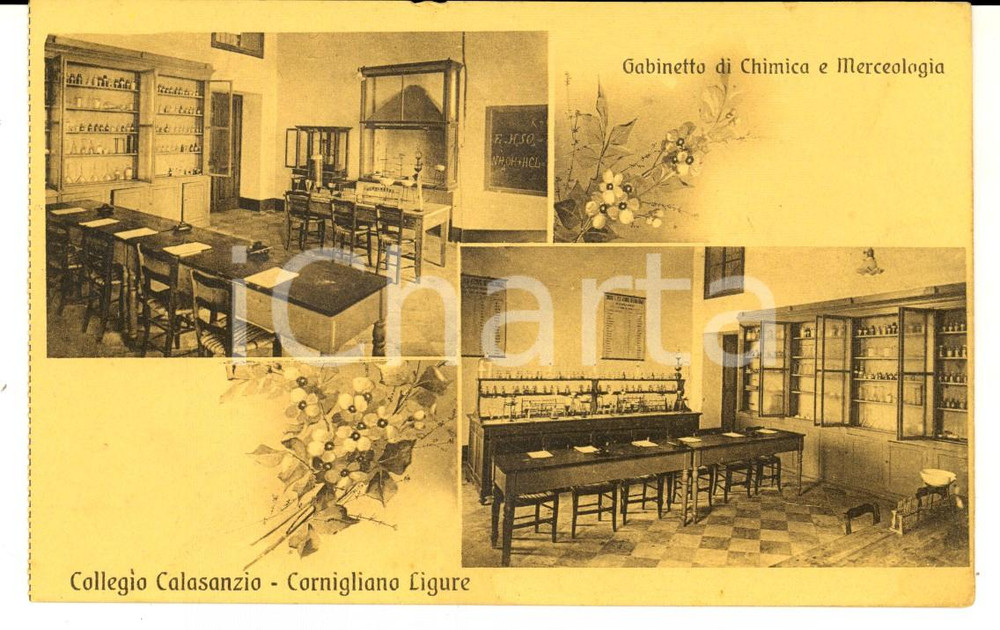 Cartolina originale da collezione 1930 ca GENOVA CORNIGLIANO Collegio CALASANZIO Gabinetto di chimica Cartolina 1