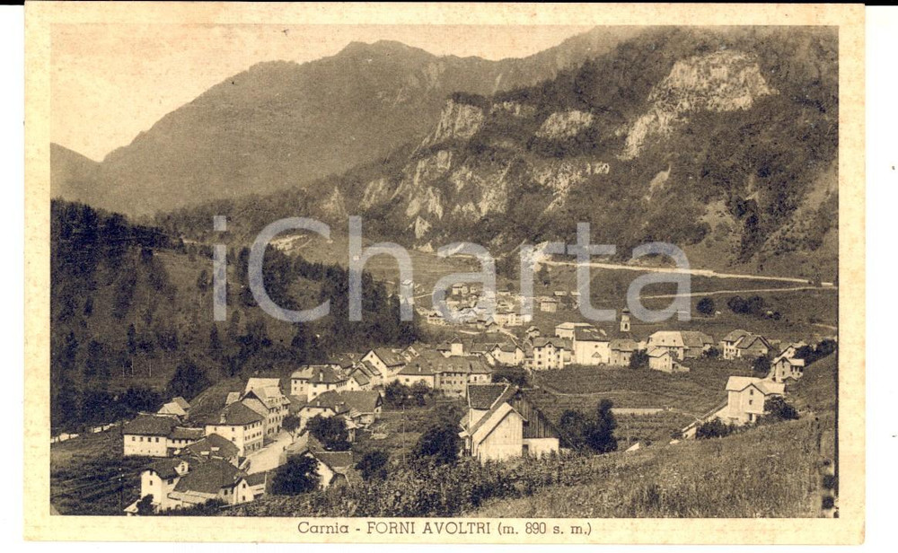 Cartolina originale da collezione 1930 ca FORNI AVOLTRI UD Veduta panoramica Cartolina postale FP VG 1