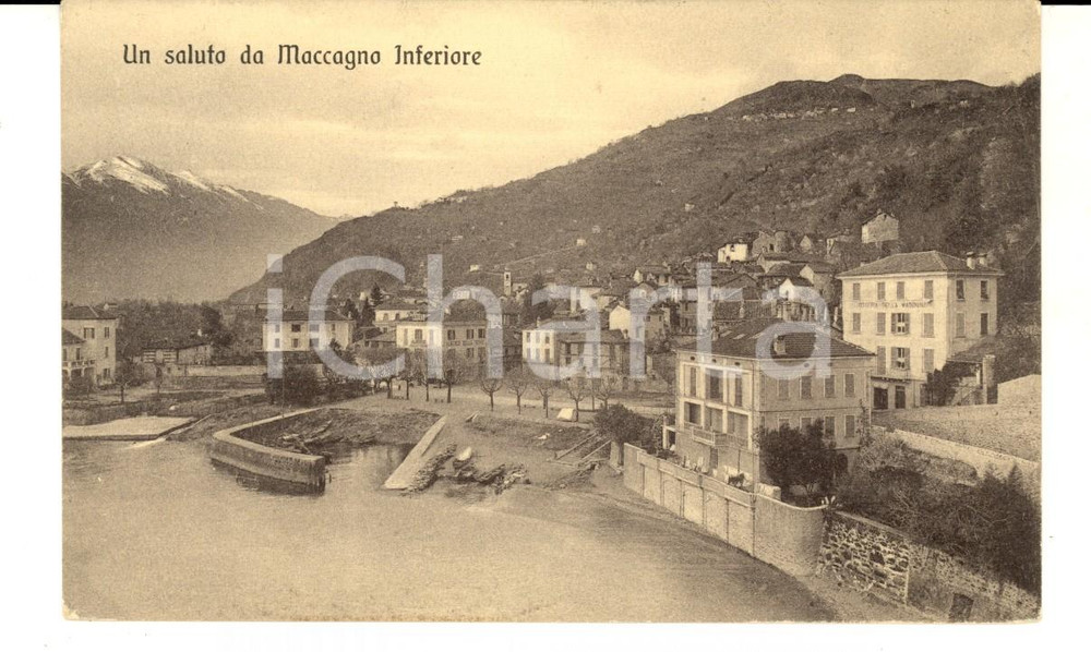 Cartolina originale da collezione 1912 MACCAGNO INFERIORE VA Panorama sul lago Cartolina FP VG 1