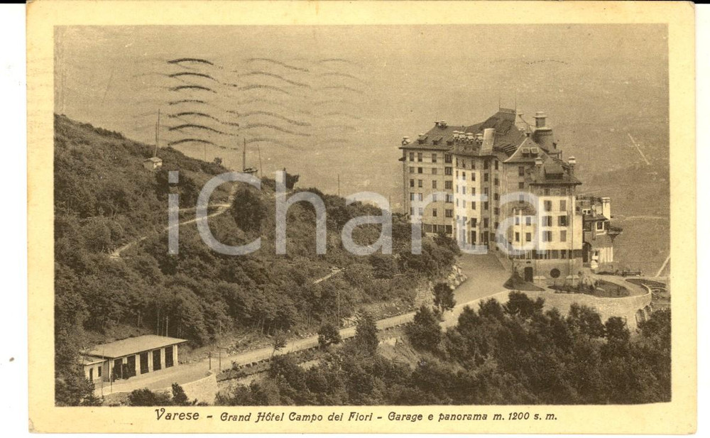 Cartolina originale da collezione 1932 VARESE Grand Hotel CAMPO DEI FIORI  Garage e panorama Cartolina FP VG 1