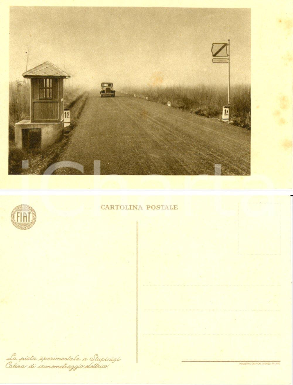 Cartolina originale da collezione 1935 ca STUPINIGI Cabina cronometraggio elettrico della pista per auto FIAT 1