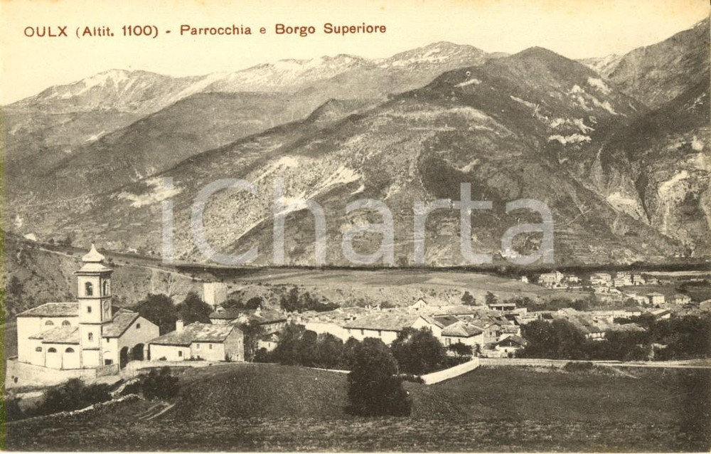 Cartolina originale da collezione 1918 OULX TO Chiesa SANTA MARIA ASSUNTA nel Borgo SUPERIORE Cartolina FP NV 1