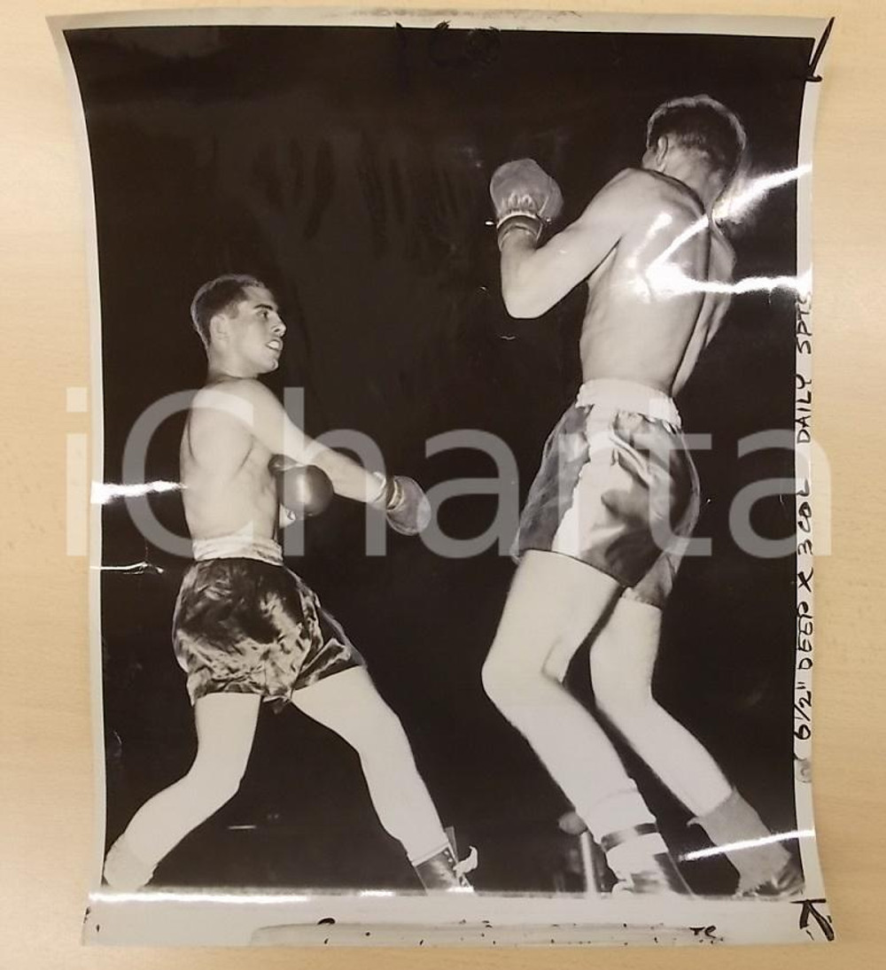 Fotografia d epoca originale 1962 SAN FRANCISCO USA BOXE Pugile Tony OLIVERA Jr. Joe SCHREINER Foto 28 x 36 1