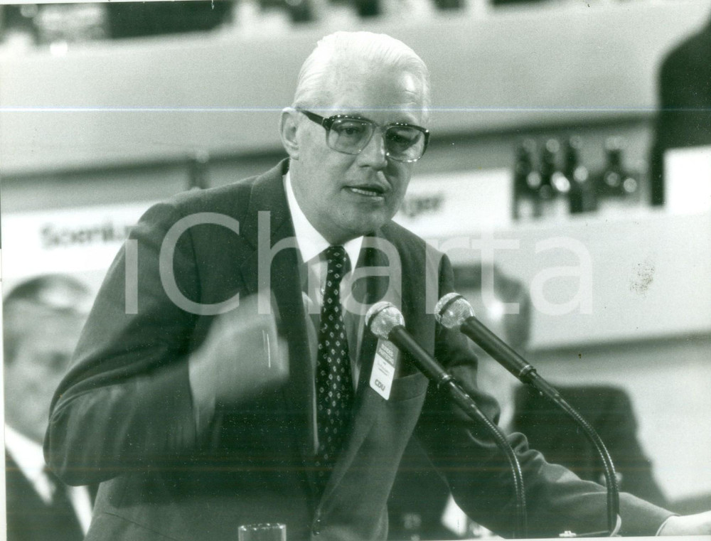 Fotografia d epoca originale 1987 BONN DE Politico Gerhard STOLTENBERG al CDU Parteitag Fotografia 1