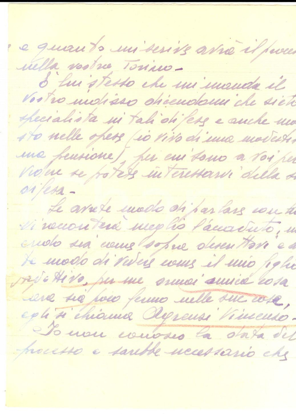 Manoscritto, lettera originale 1941 SANTO STEFANO AL MARE Linda OLIVARI pro figlio adottivo Vincenzo AGRENSI 1
