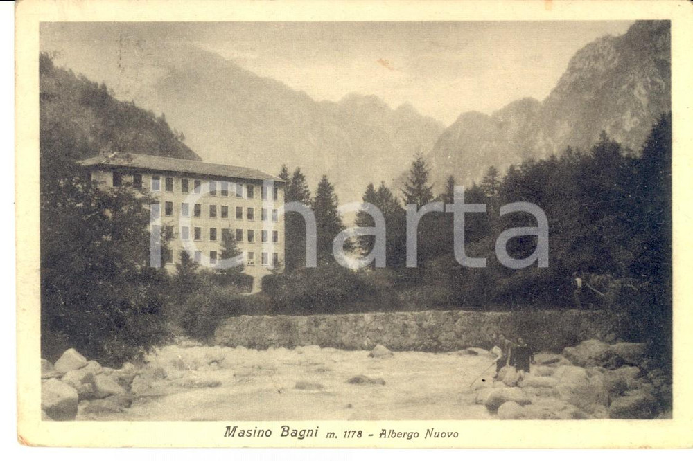 Cartolina originale da collezione 1930 BAGNI DI MASINO SO Veduta con l Albergo Nuovo Cartolina postale FP VG 1