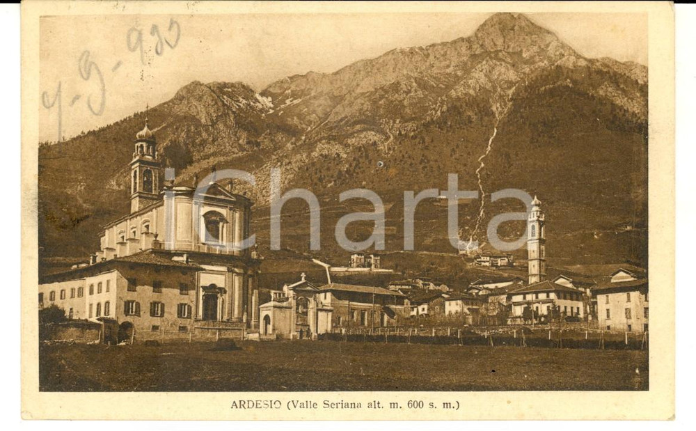 Cartolina originale da collezione 1935 ARDESIO BG Veduta con la chiesa di SAN GIORGIO Cartolina postale FP VG 1