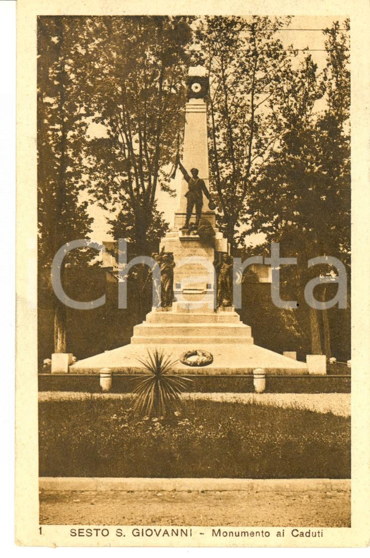 Cartolina originale da collezione 1930 ca SESTO SAN GIOVANNI MI Monumento ai Caduti Cartolina FP NV 1