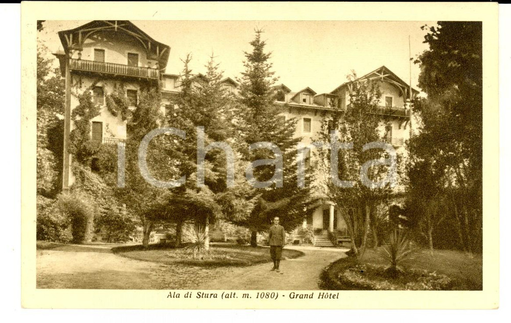 Cartolina originale da collezione 1934 ALA DI STURA TO Veduta del Grand Hotel Cartolina ANIMATA FP VG 1