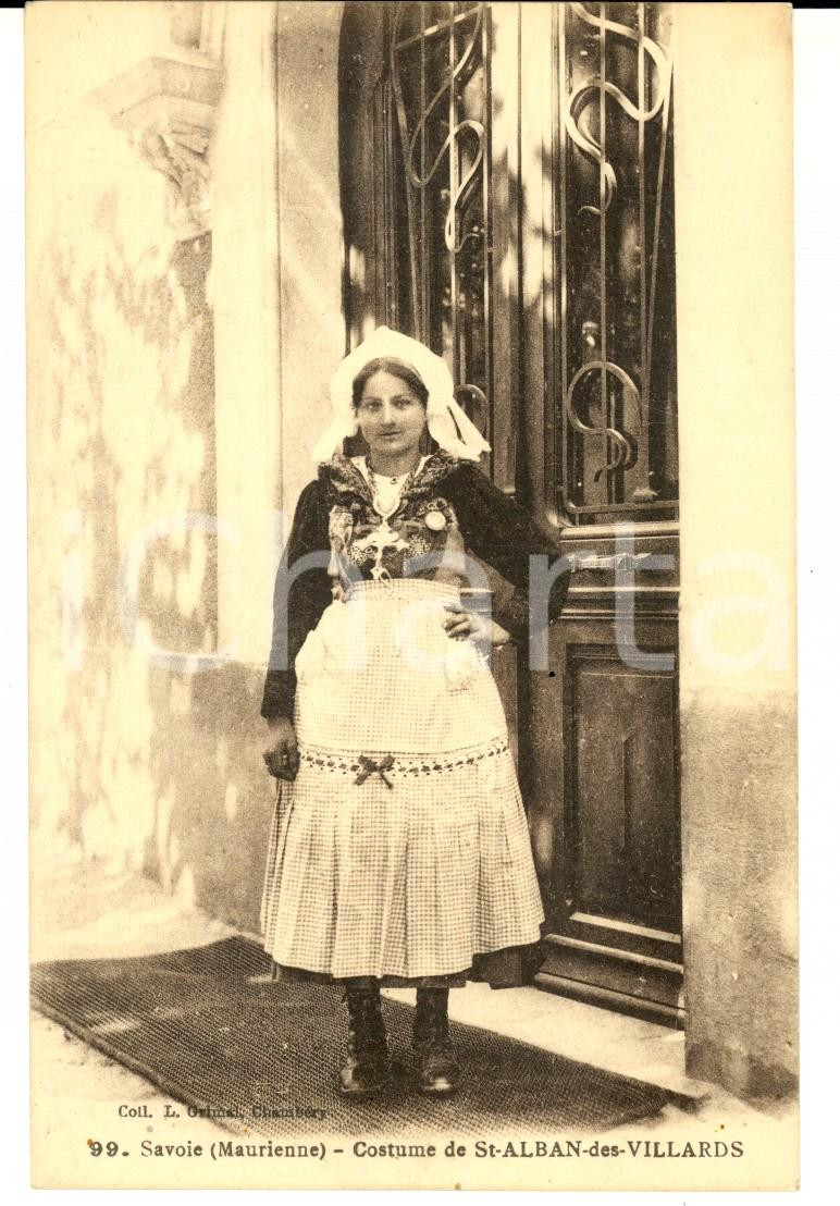 Cartolina originale da collezione 1910 ca ST. ALBANDESVILLARDS F Costume fille de SAVOIE  Carte postale 1