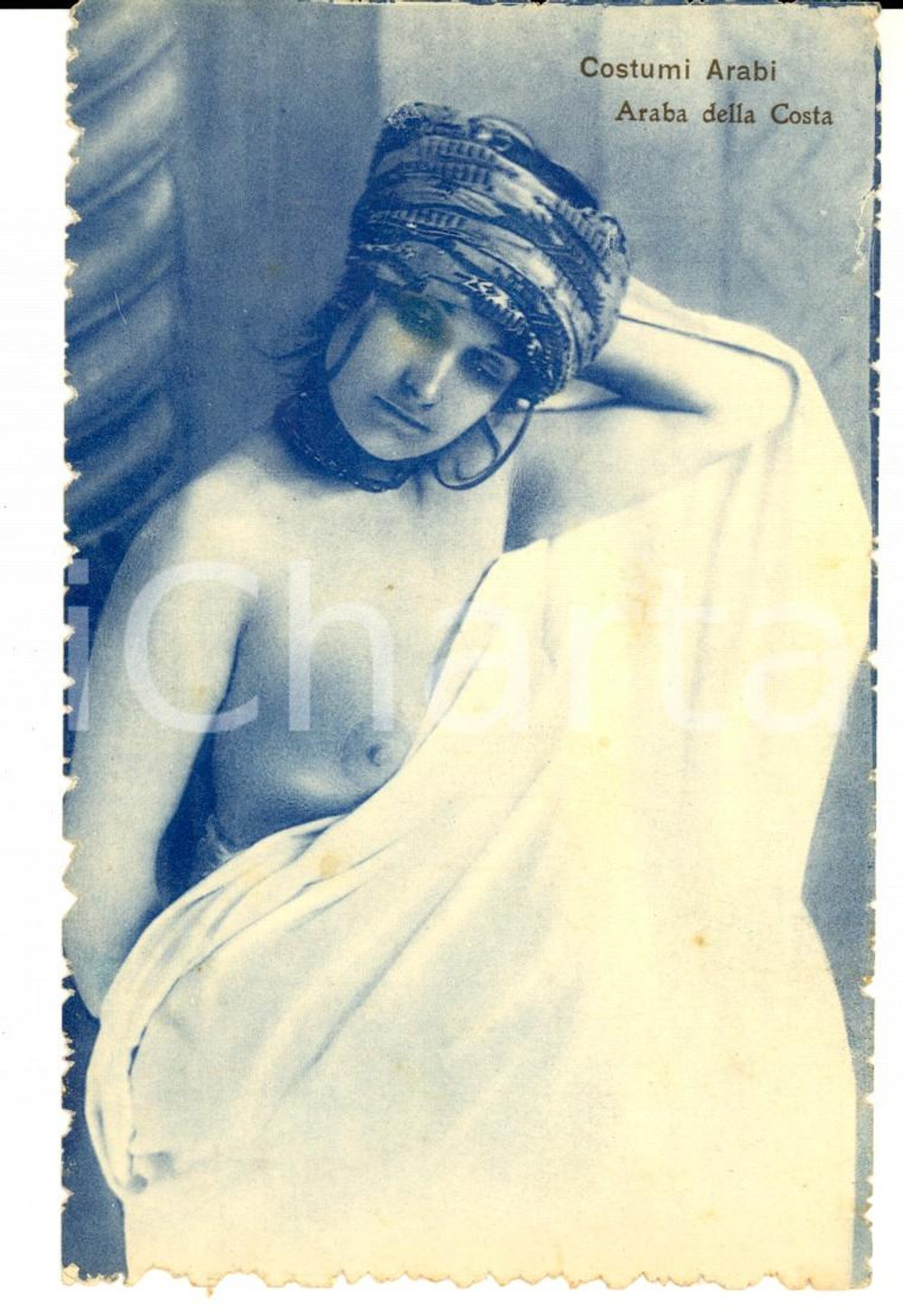 Cartolina originale da collezione 1910 ca COSTUMI ARABI Donna araba della costa Cartolina EROTICA VINTAGE FP NV 1