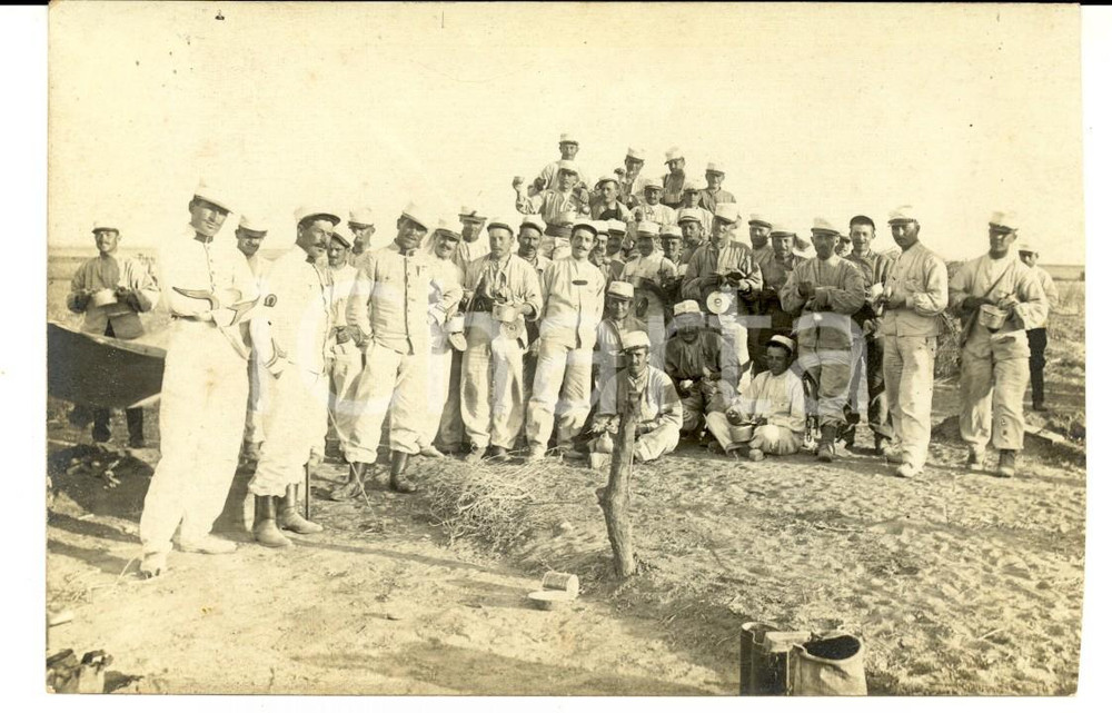 Fotografia d epoca originale 1915 WW1 TUNISIE Soldats et officiers d INFANTERIE COLONIALE  avant le dÃ©jeuner 1