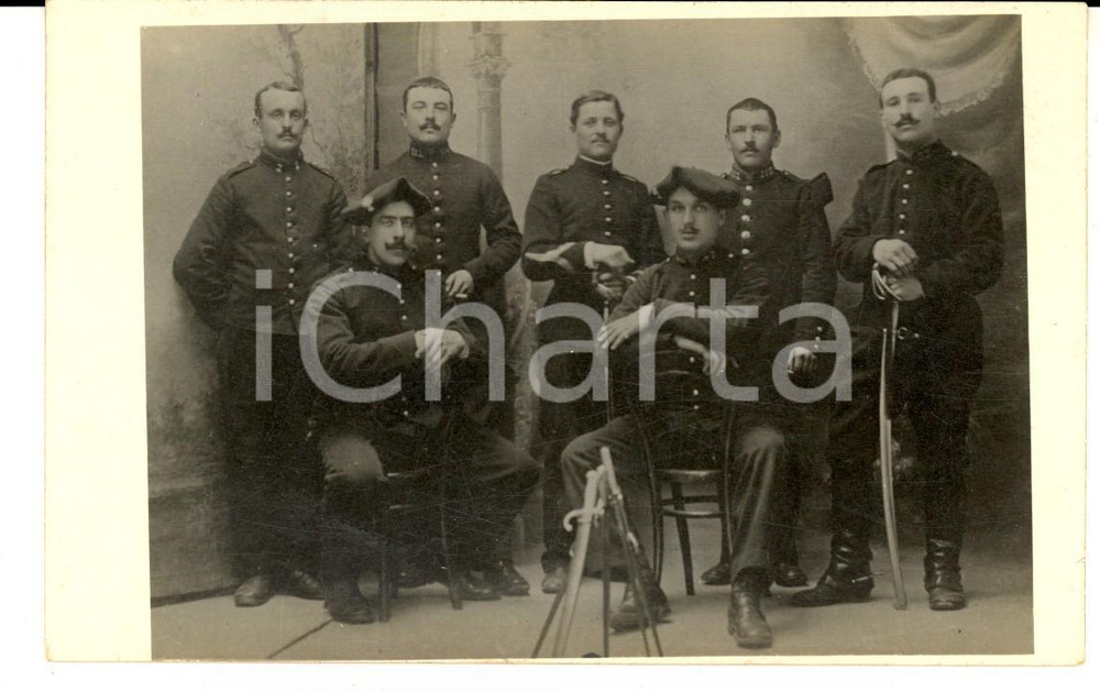 Fotografia d epoca originale 1915 ca WW1 FRANCIA Ufficiali 112Â°reggimento posano con le sciabole Foto 1