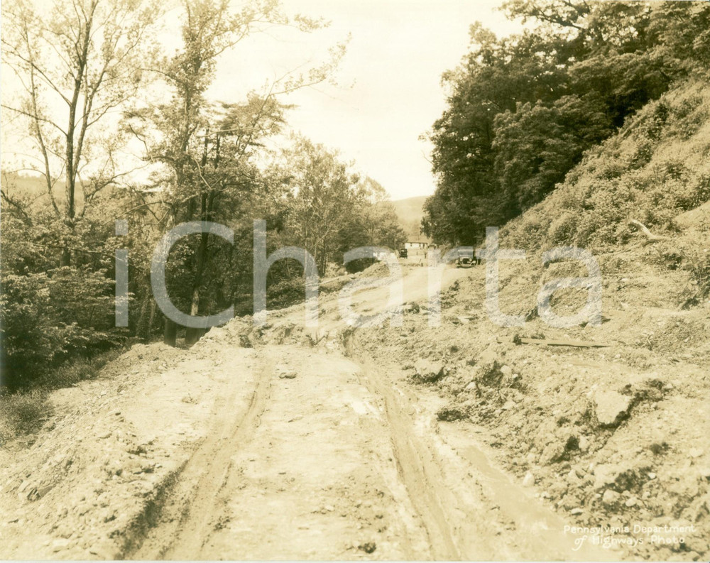 Fotografia d epoca originale 1933 FAYETTE COUNTY, PENNSYLVANIA USA Strada distrutta da una frana FOTOGRAFIA 1