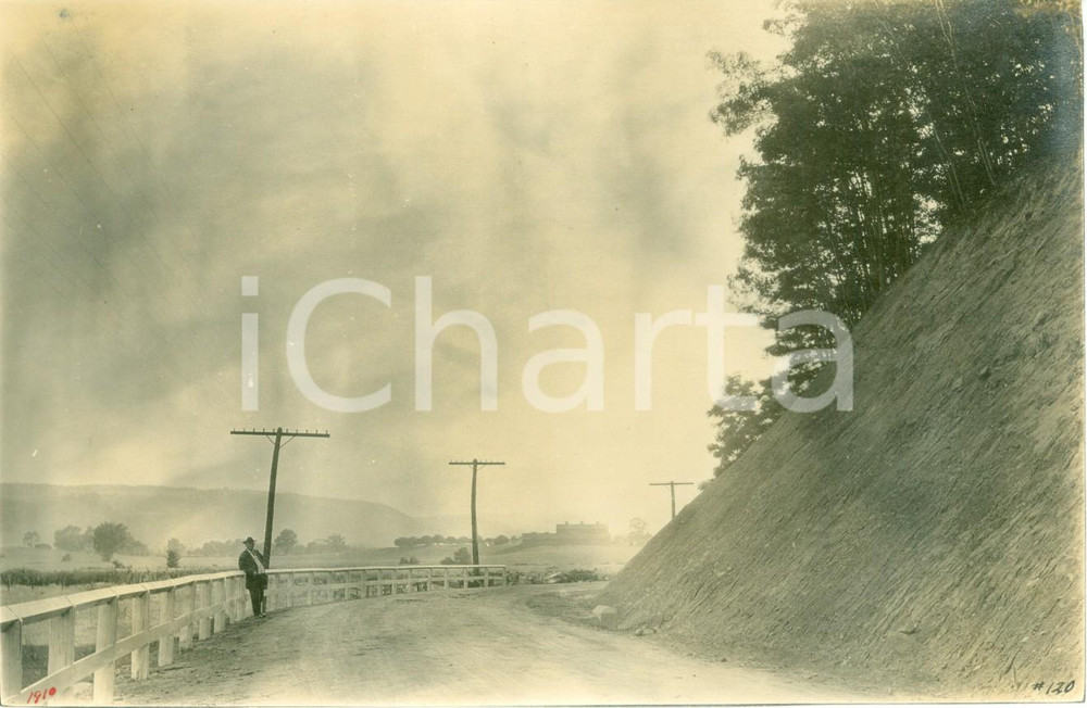 Fotografia d epoca originale 1910 WYSOX, PENNSYLVANIA USA Scorcio di ROME ROAD ricostruita Fotografia 1