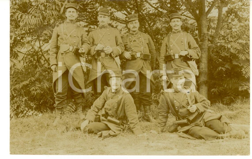 Fotografia d epoca originale 1908 FRANCIA Soldati 89Â° reggimento fanteria in tenuta di marcia Foto FP 1