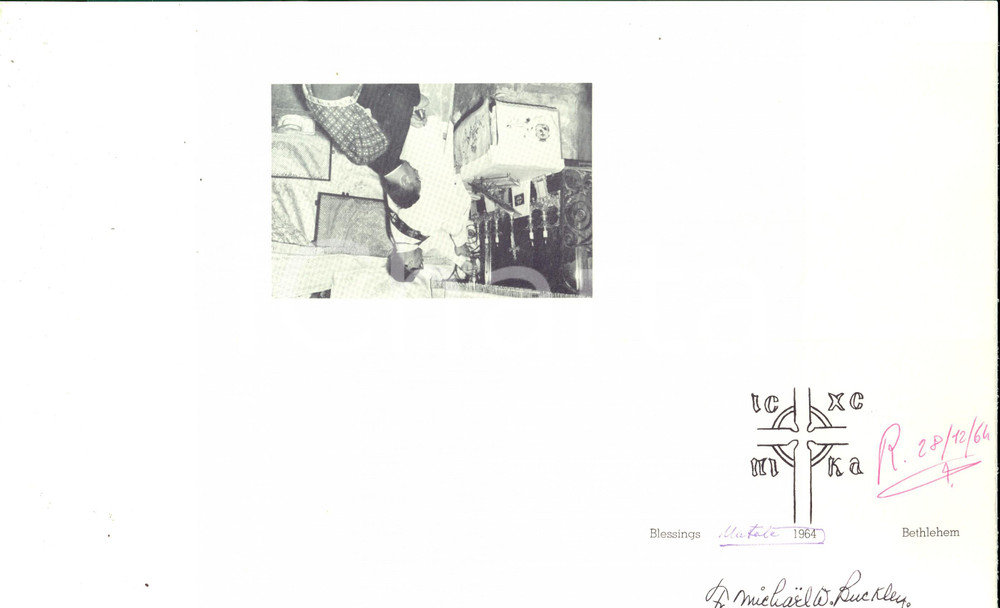 Autografo originale 1964 BETLEMME Biglietto di auguri di mons. Michael BUCKLEY 1