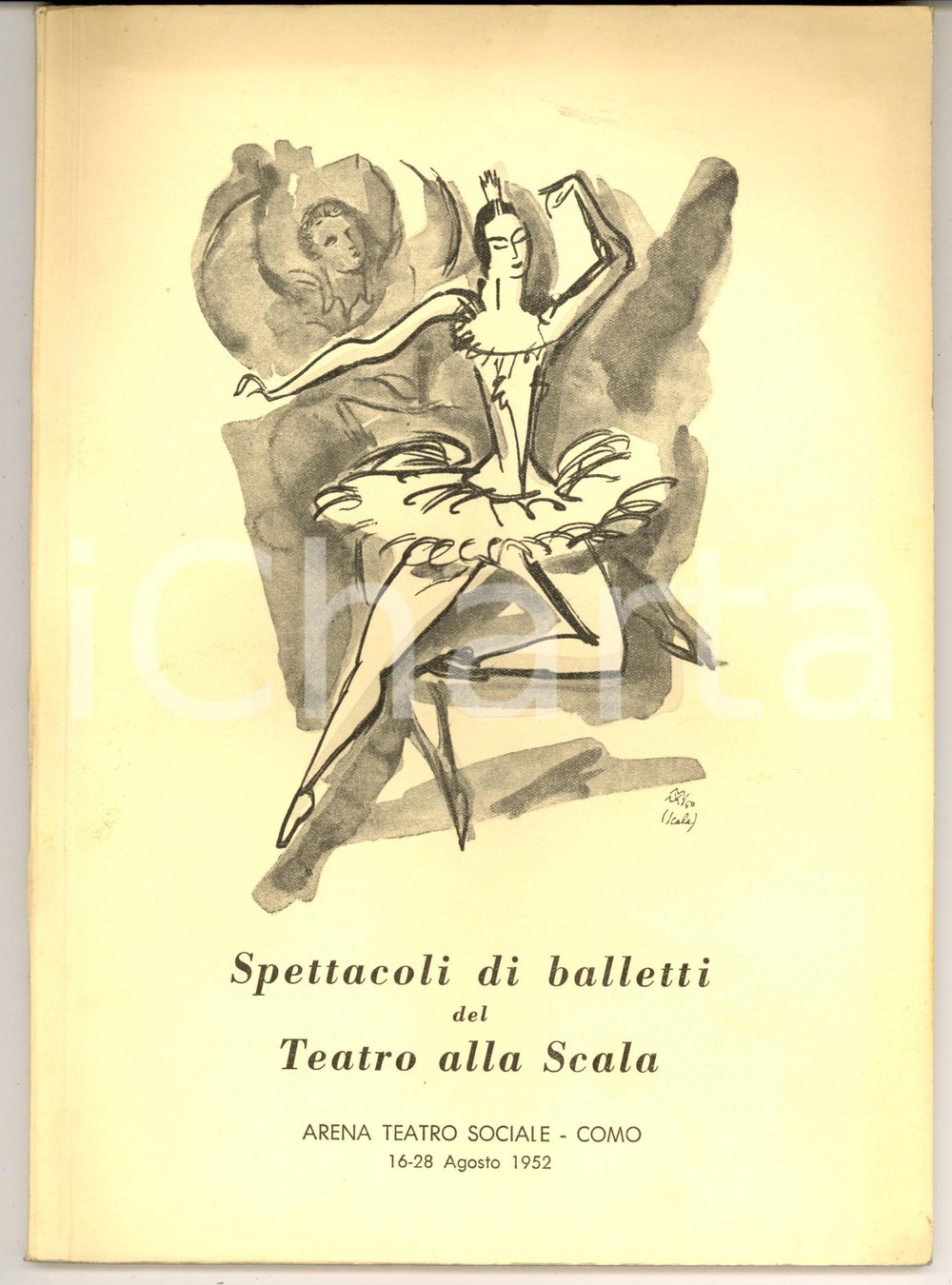 Materiale pubblicitario d’epoca 1952 COMO ARENA TEATRO SOCIALE Programma balletti del TEATRO ALLA SCALA 1