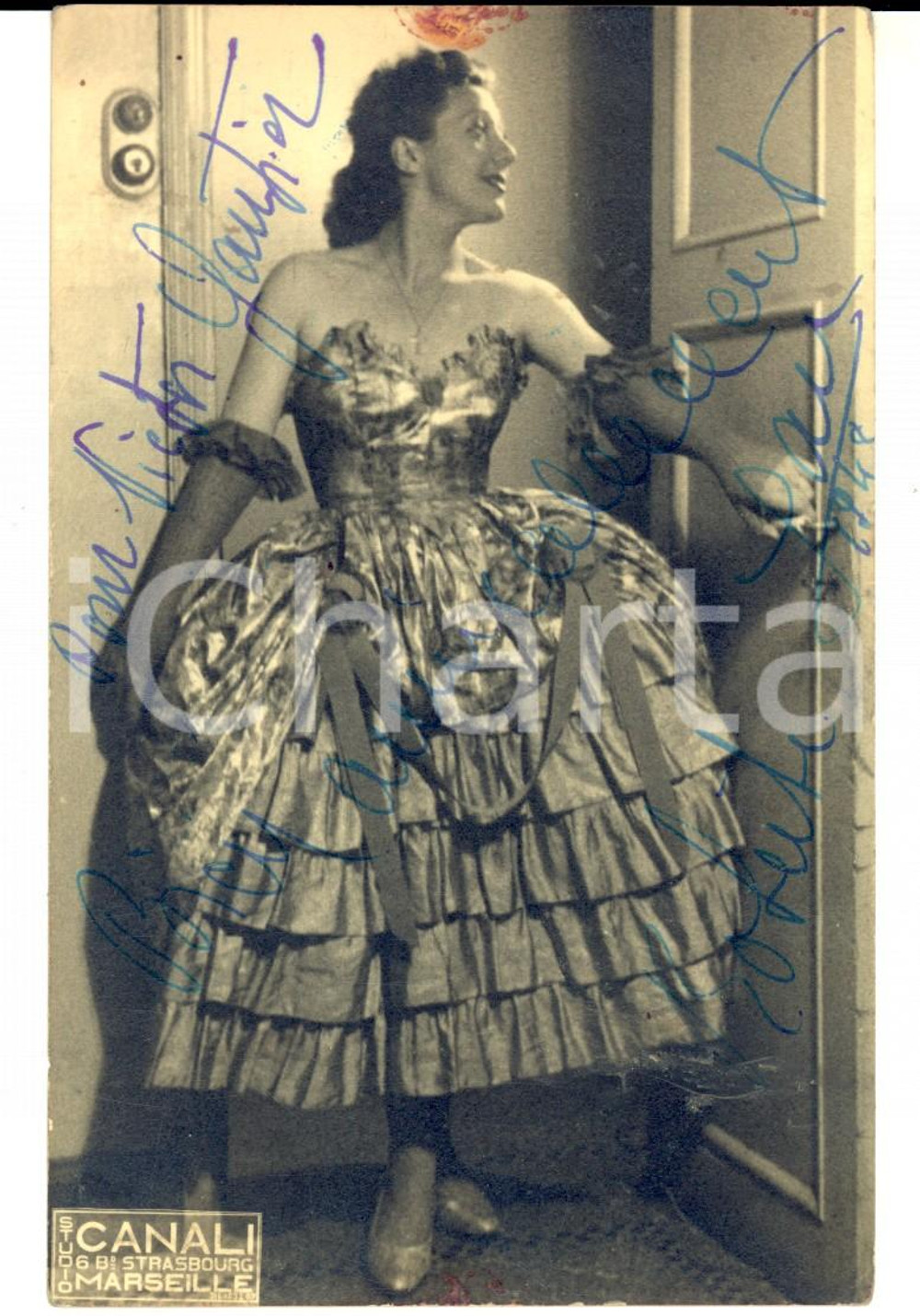 Autografo originale 1948 TEATRO Attrice Roberte JAN in costume di scena Foto con AUTOGRAFO 1