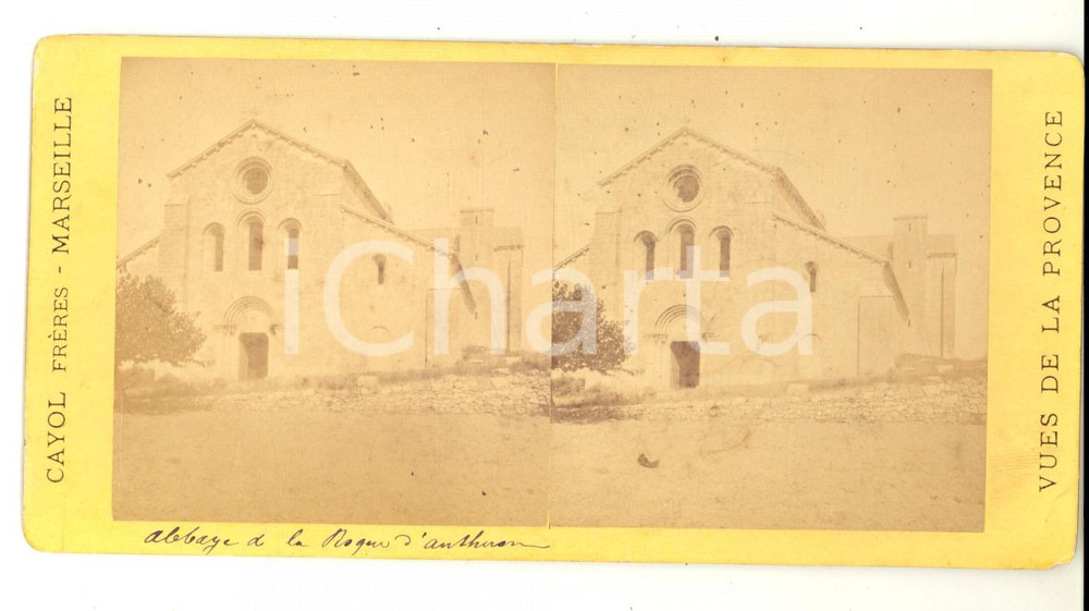 Fotografia d epoca originale 1880 LAROQUED ANTHERON F Vue de l abbaye Photo stÃ©rÃ©oscopique CAYOL 1