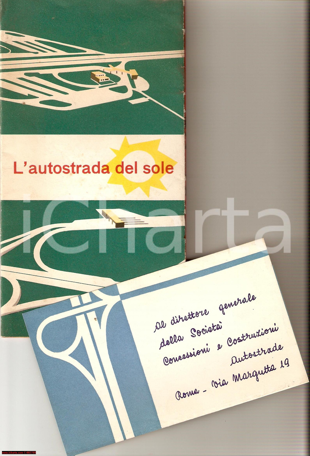 Materiale pubblicitario d’epoca 1958 SOCIETA' AUTOSTRADE Guida turistica Autostrada DEL SOLE 1