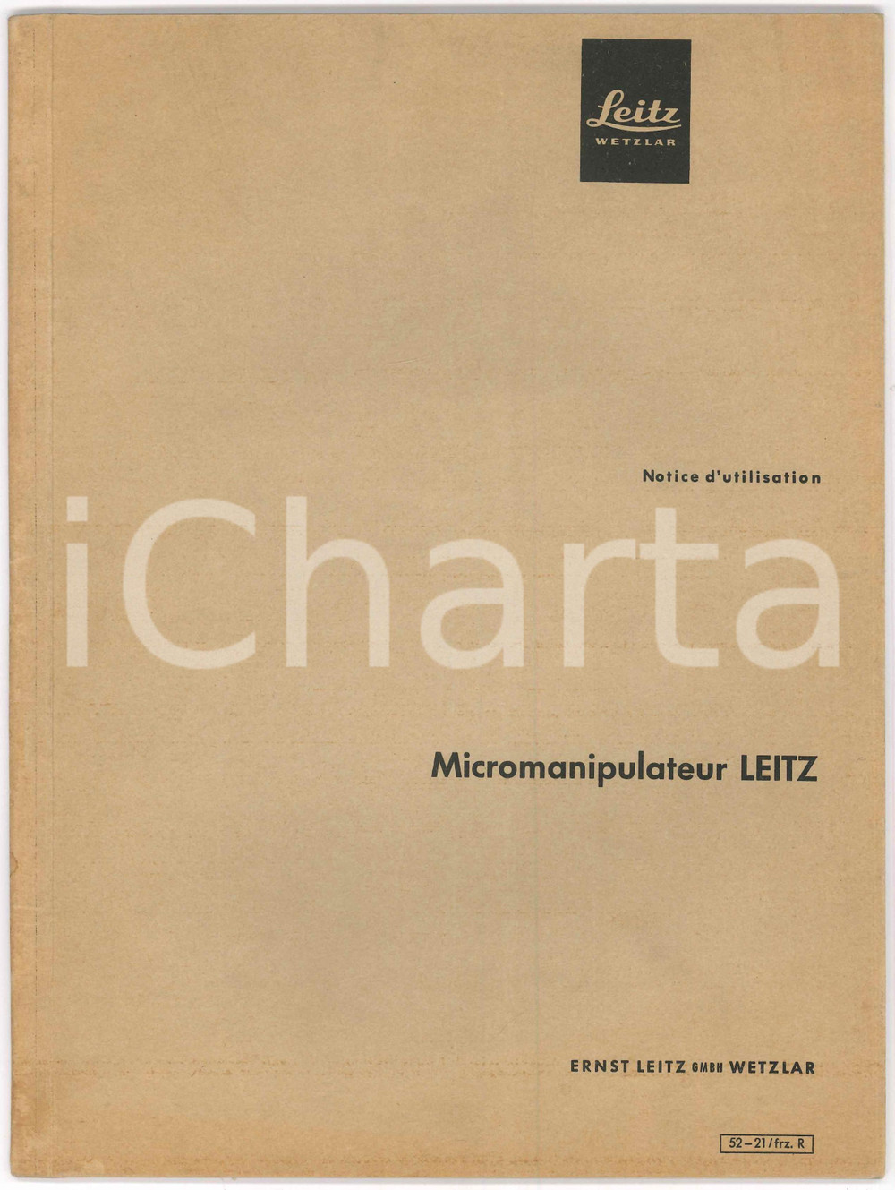 Materiale pubblicitario d’epoca 1952 Ernst LEITZ WETZLAR  Micromanipulateur LEITZ Manuale d uso FRENCH 1