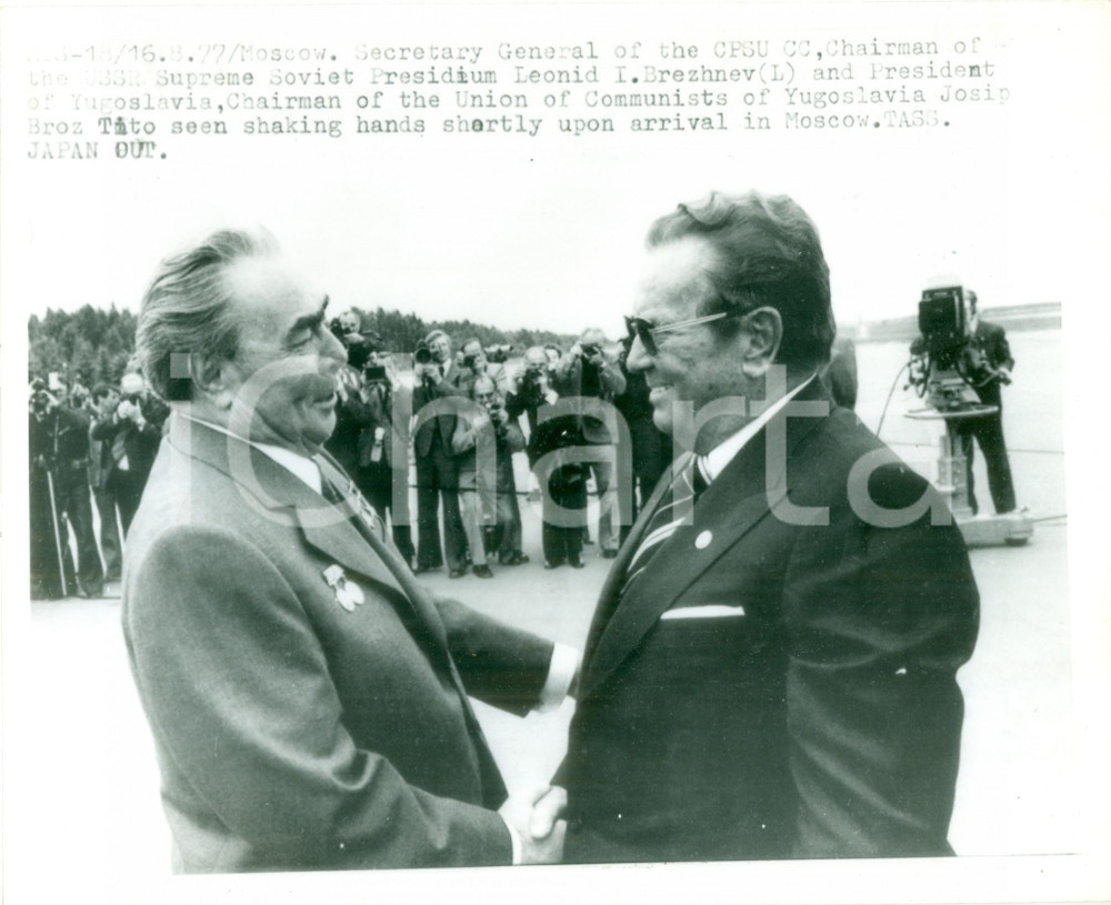 Fotografia d epoca originale 1977 MOSCOW RUSSIA Leonid BREZNEV incontra Josip BROZ TITO Fotografia 1