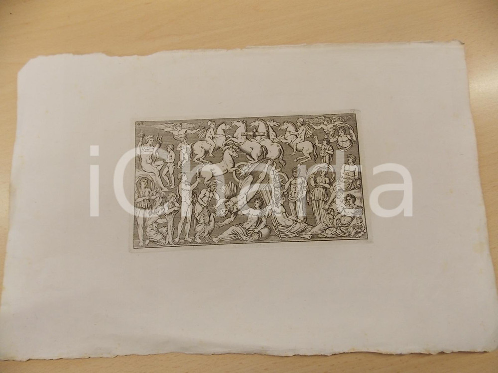 Stampa, bozzetto originale 1840 ca ARTE ANTICA Fregio con caduta di Icaro Stampa 42x27 cm 1
