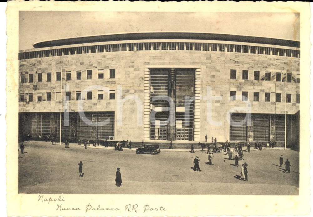 Cartolina originale da collezione 1944 NAPOLI  Nuovo palazzo delle REGIE POSTE Cartolina ANIMATA FG 1