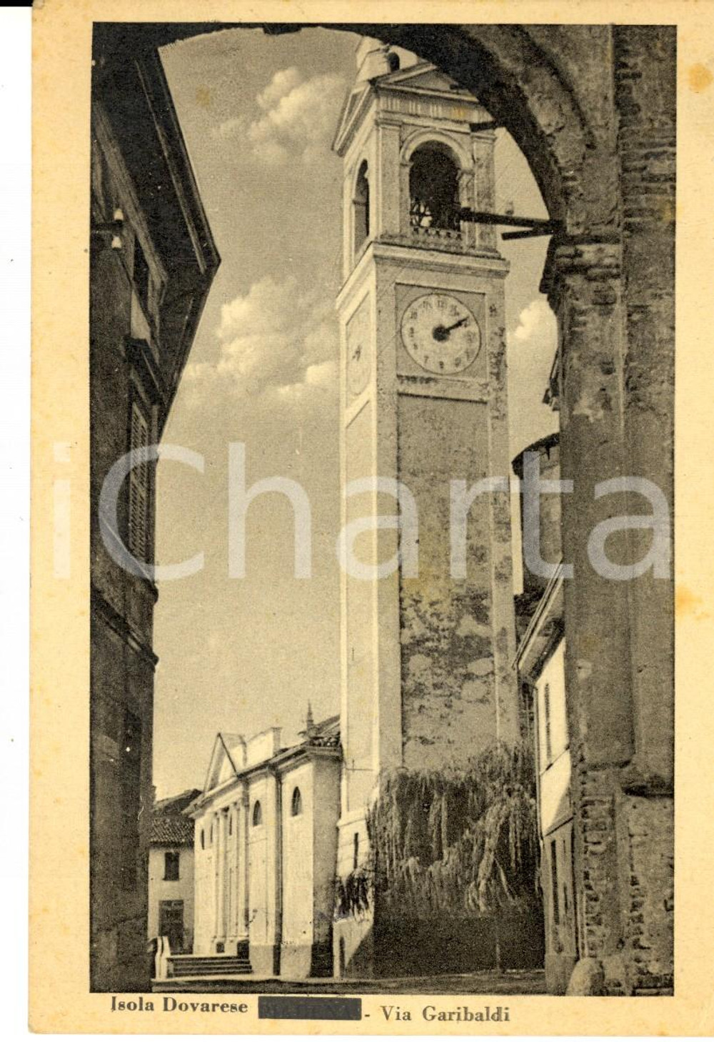 Cartolina originale da collezione 1958 ISOLA DOVARESE CR Via Garibaldi Cartolina postale FG VG 1