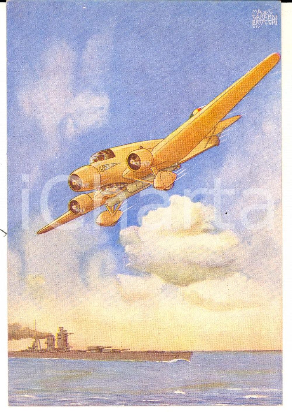Cartolina originale da collezione 1935 Aeroplano SAVOIAMARCHETTI S. 81 Cartolina ILLUSTRATA GABARDI BROCCHI 1